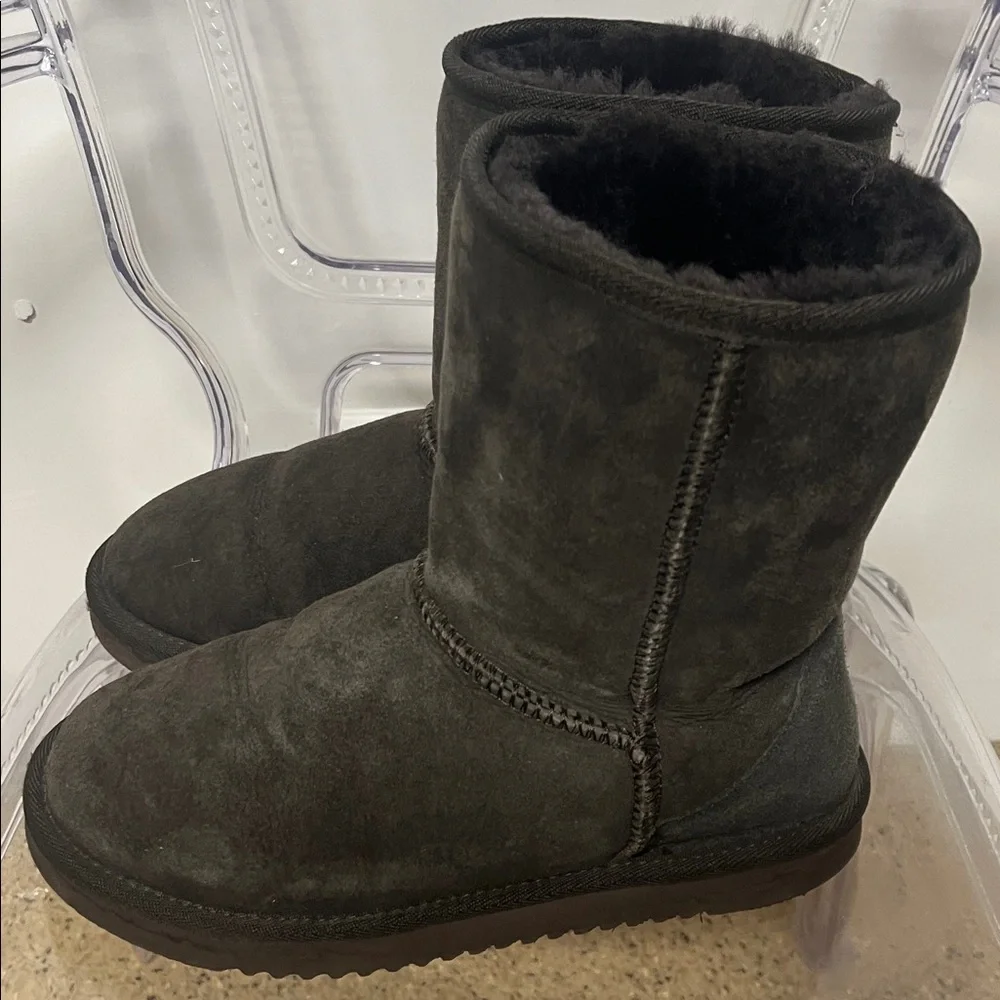 Sz 7 leather Sheep skin and sheepskin in sock warm Boots Brown Grey